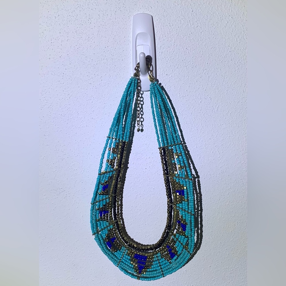 Turquoise and Blue Beaded Necklace
